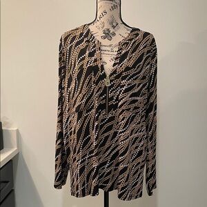 Michael Kors Black and Gold Chain Print Blouse